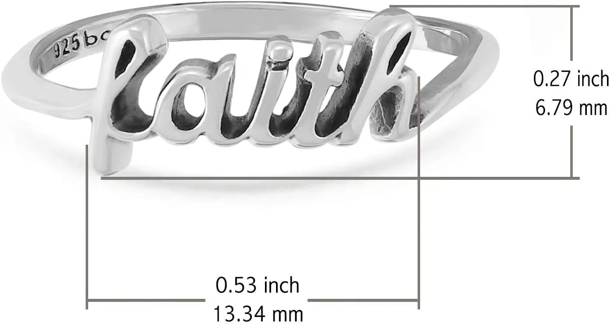 Boma Jewelry Sterling Silver Faith Script Ring