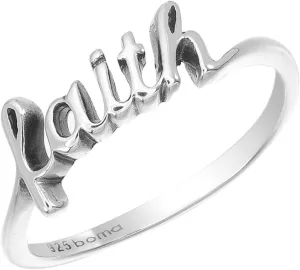 Boma Jewelry Sterling Silver Faith Script Ring