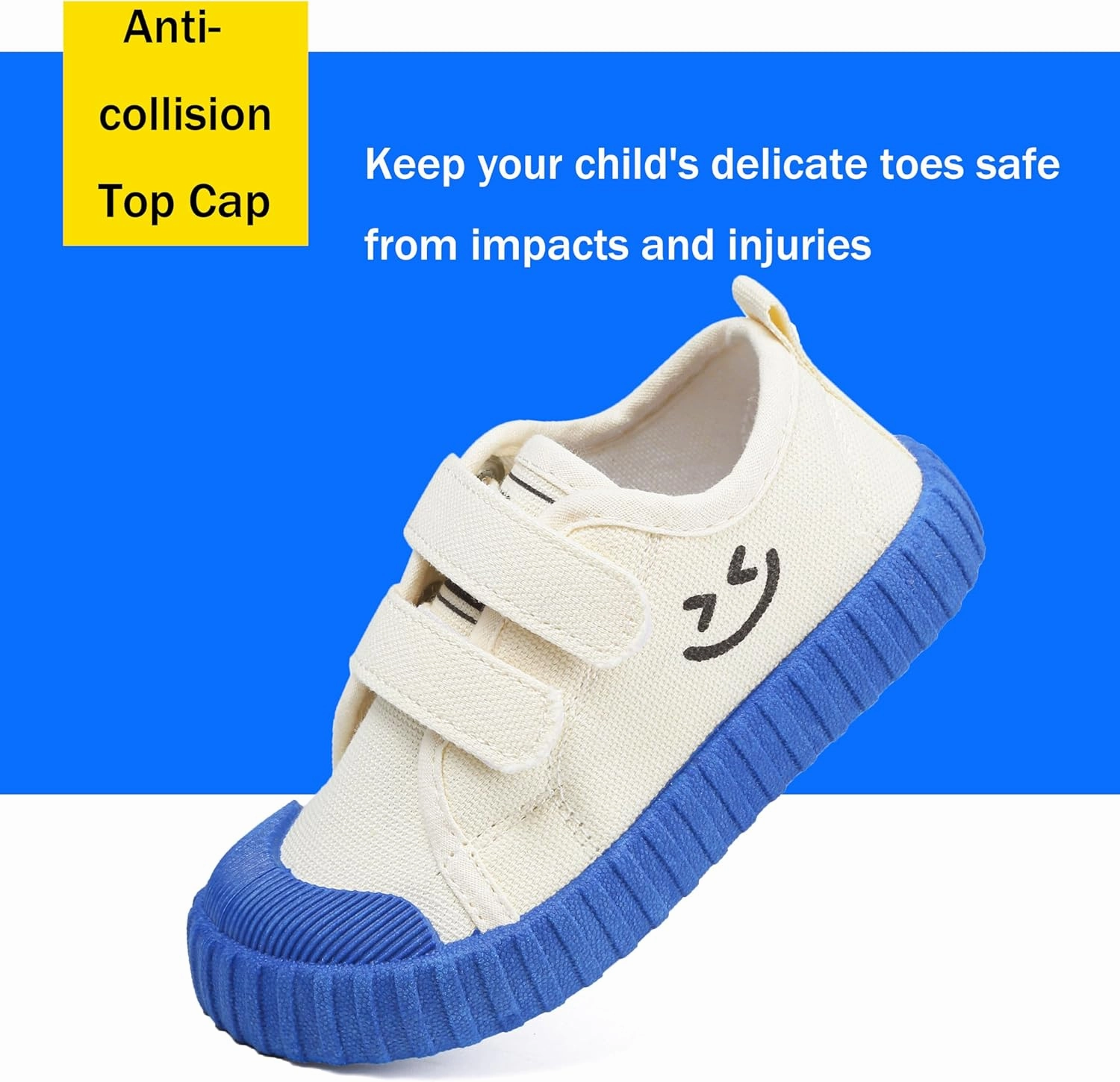 Boy's Girl's Toddlers Canvas Shoes Slip-On Lightweight Kids Sneakers Hook and Loops Casual Skin-Friendly Walking Running Shoes with Multicolor Sole (Toddler/Little Kids)