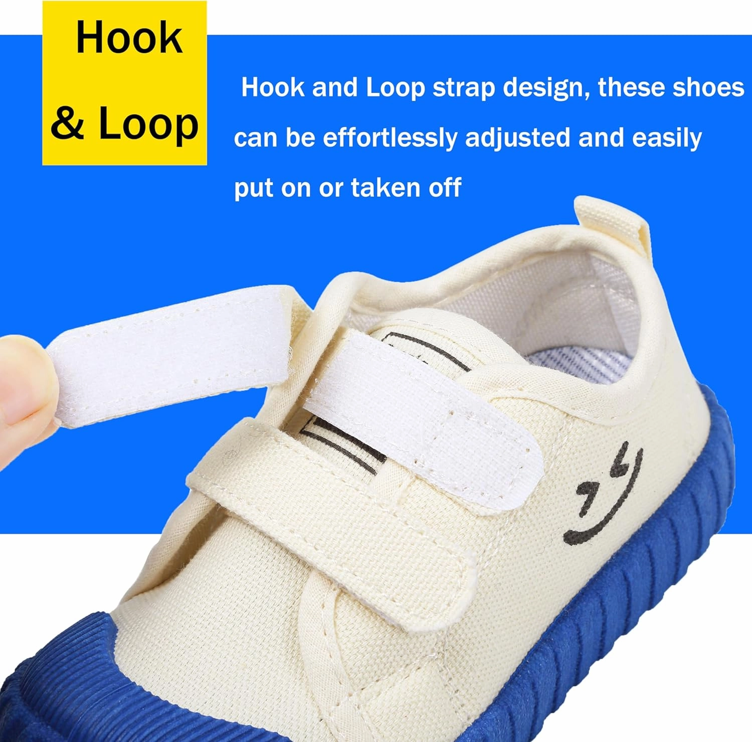 Boy's Girl's Toddlers Canvas Shoes Slip-On Lightweight Kids Sneakers Hook and Loops Casual Skin-Friendly Walking Running Shoes with Multicolor Sole (Toddler/Little Kids)