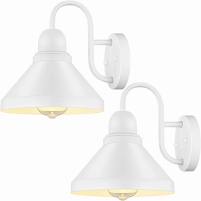 Brightever Gooseneck Outdoor Wall Lanterns, Pack of 2 Exterior Light Fixtures, Anti-Rust Outside Barn Wall Mount Sconces, Waterproof White Patio Wall Lamps for House, Front Door, Bulb Excluded