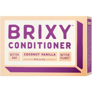 BRIXY Conditioner Bar for Hydration & Softness, All Hair Types, pH Balanced & Safe for Color Treated Hair, Vegan & Plastic-Free (1 Count, 4 oz) - Coconut Vanilla