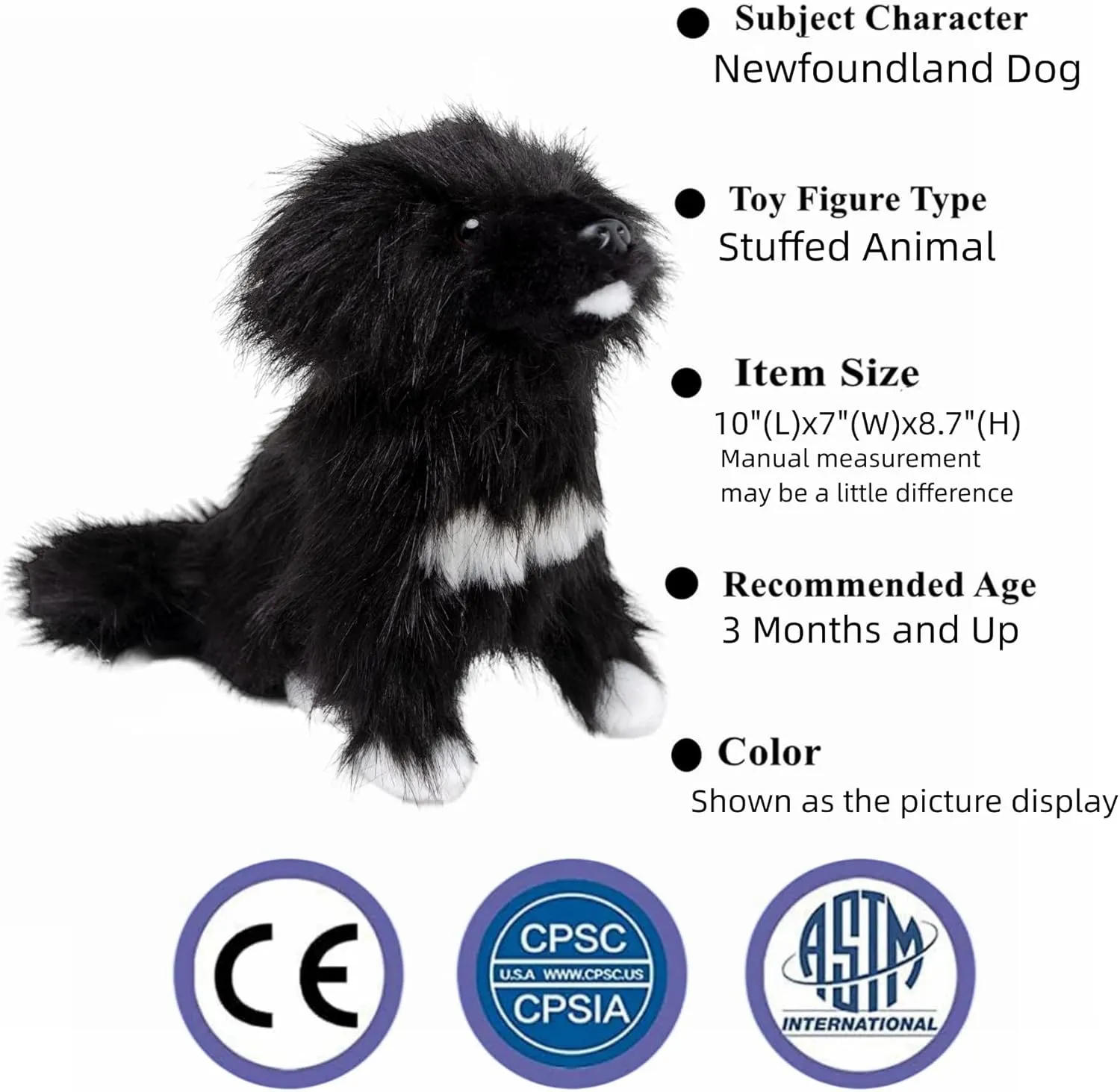 Bundy 10" Lifelike Newfoundland Dog Plush, Realistic Stuffed Animal Toy for Kids and Dog Lovers, Soft and Cuddly Newfie Puppy Gift