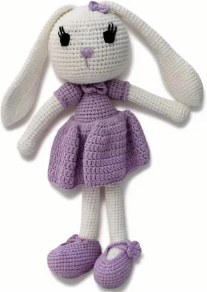 Bunny Rabbit Stuffed Animal, Baby Doll with Rattle, Lop Eared Rabbit Stuffed Doll for Toddlers Girl, Plushie Doll Kids Toys for Ages 1 Up(10.6 inches).