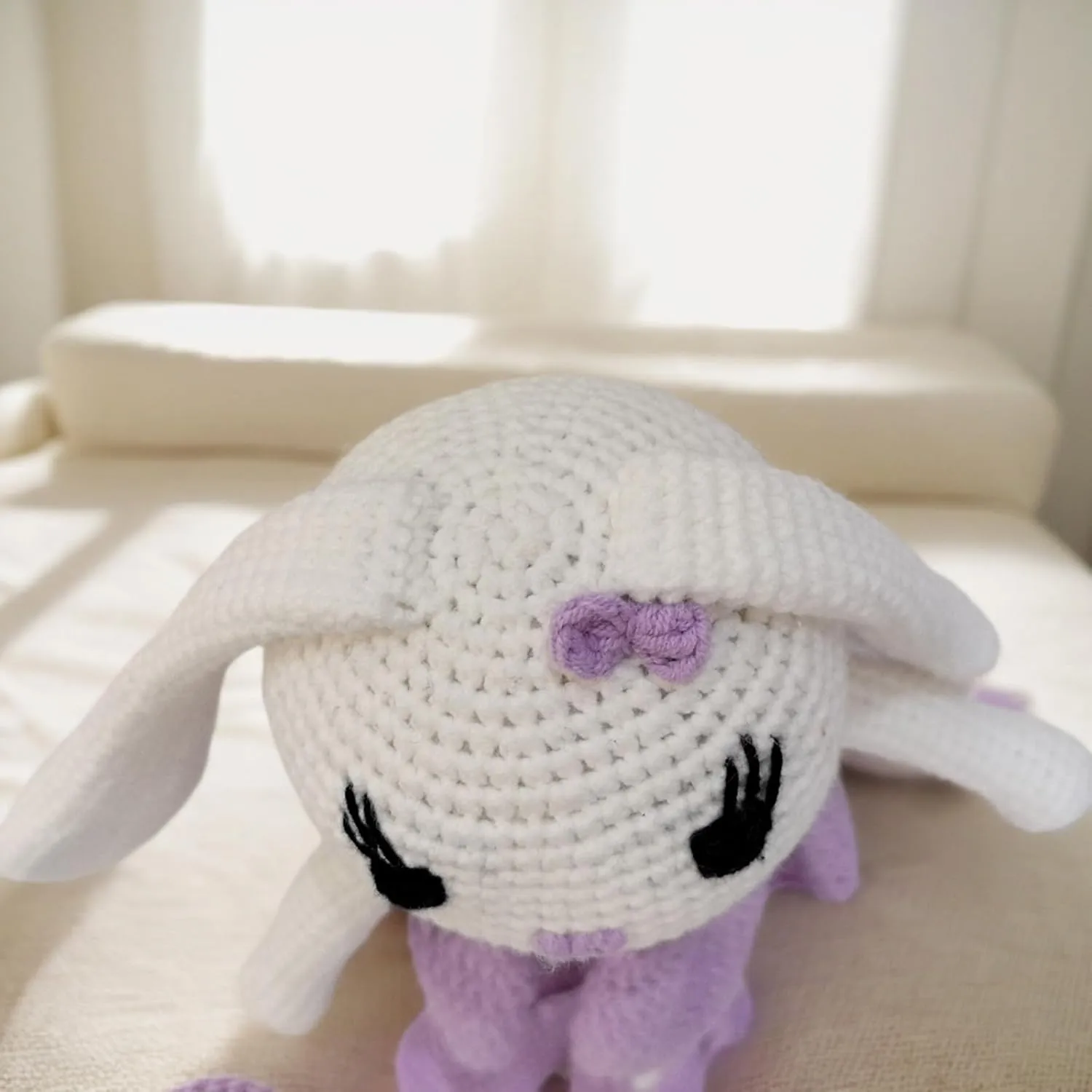 Bunny Rabbit Stuffed Animal, Baby Doll with Rattle, Lop Eared Rabbit Stuffed Doll for Toddlers Girl, Plushie Doll Kids Toys for Ages 1 Up(10.6 inches).
