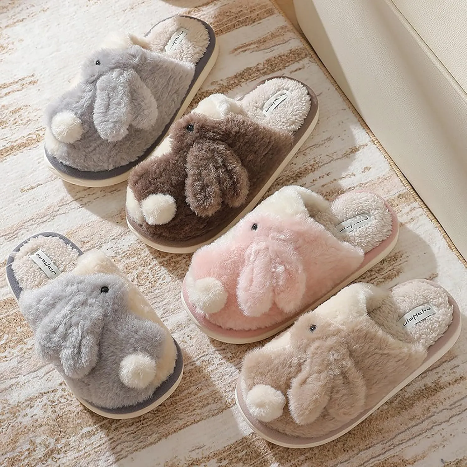 Bunny Slippers - Cute animal slippers, skin-friendly and warm plush, non-slip wear-resistant sole