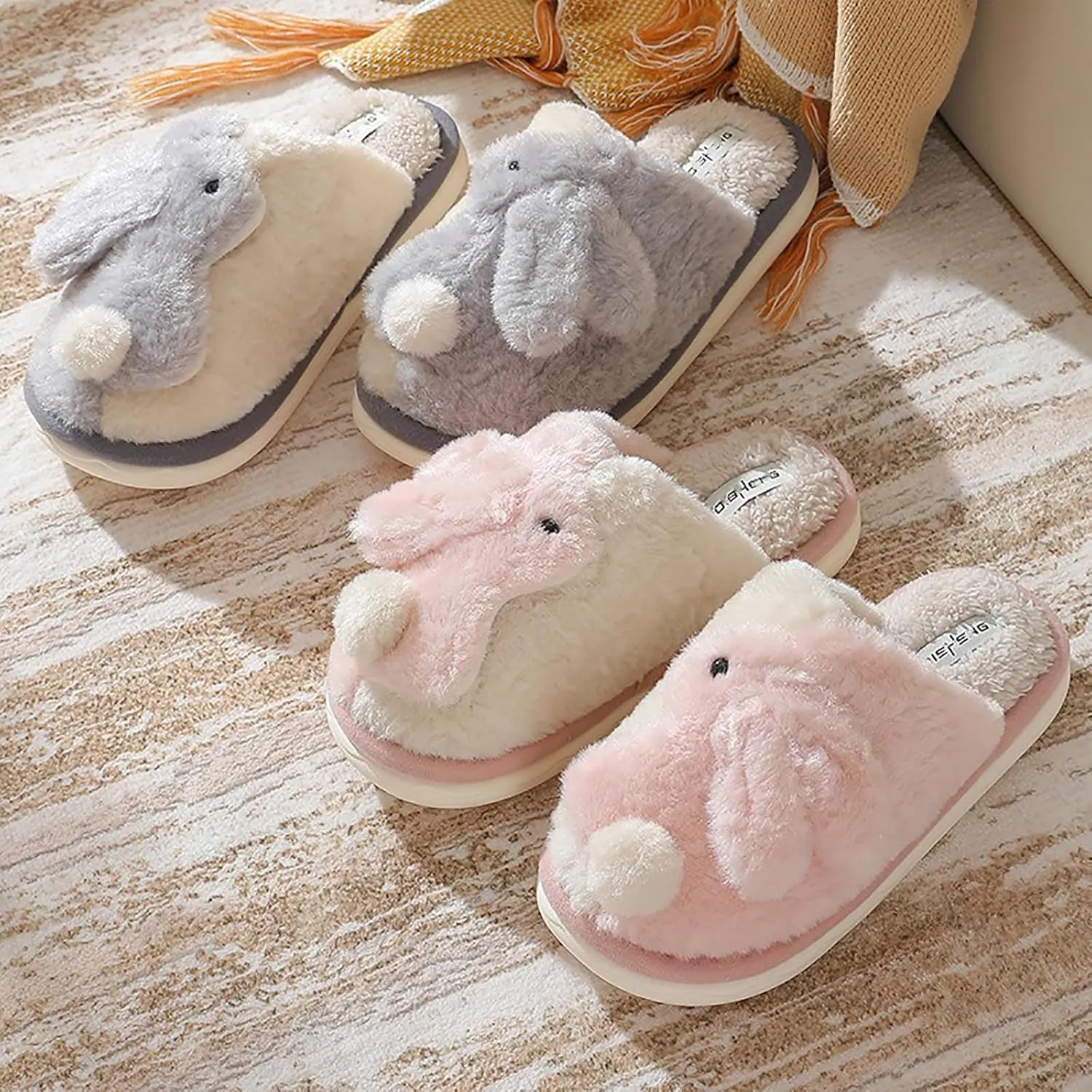 Bunny Slippers - Cute animal slippers, skin-friendly and warm plush, non-slip wear-resistant sole