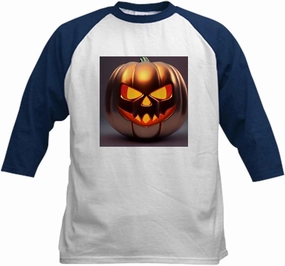 CafePress Shiny Jack O' Lantern Kids Baseball T Shirt Kids Cotton Baseball Jersey, 3/4 Raglan Sleeve Shirt