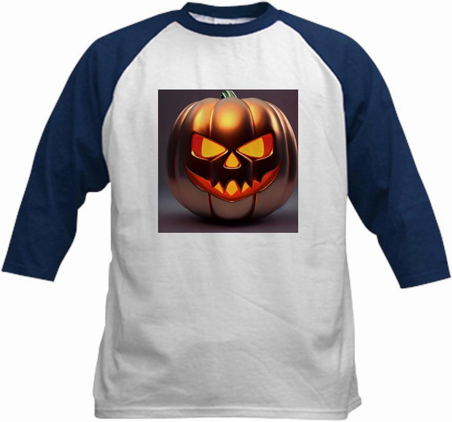 CafePress Shiny Jack O' Lantern Kids Baseball T Shirt Kids Cotton Baseball Jersey, 3/4 Raglan Sleeve Shirt