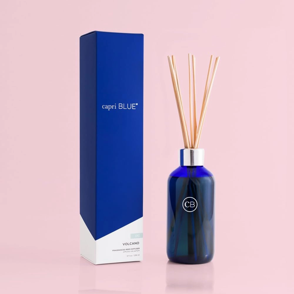 Capri Blue Volcano Reed Diffuser Set - Includes Reed Diffuser Sticks, Fragrance Oil, and Glass Bottle - Luxury Scented Room Fresheners - Cobalt Blue (8 fl oz)