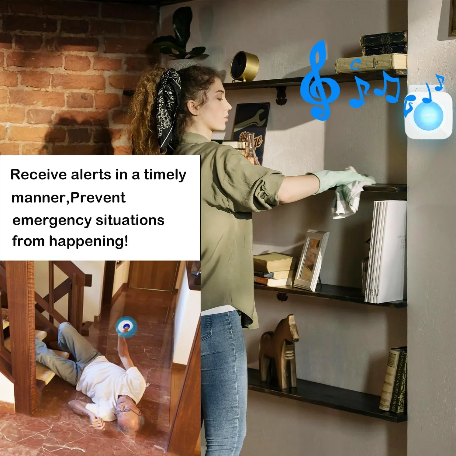 Caregiver Pager Wireless Call Button Call Bell Alert Button Nurse Alert System for Elderly/Patients/Disabled Call Light System 600 ft Operating Range (with Color Light Flashing Reminder) ﻿
