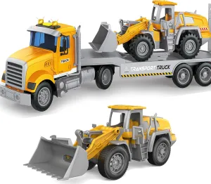 Carrier Vehicle Truck Toys for Kids, Includes Carrier Car and Bulldozer Truck, Cars Toy Birthday Gift for 3  Years Old Boys and Girls