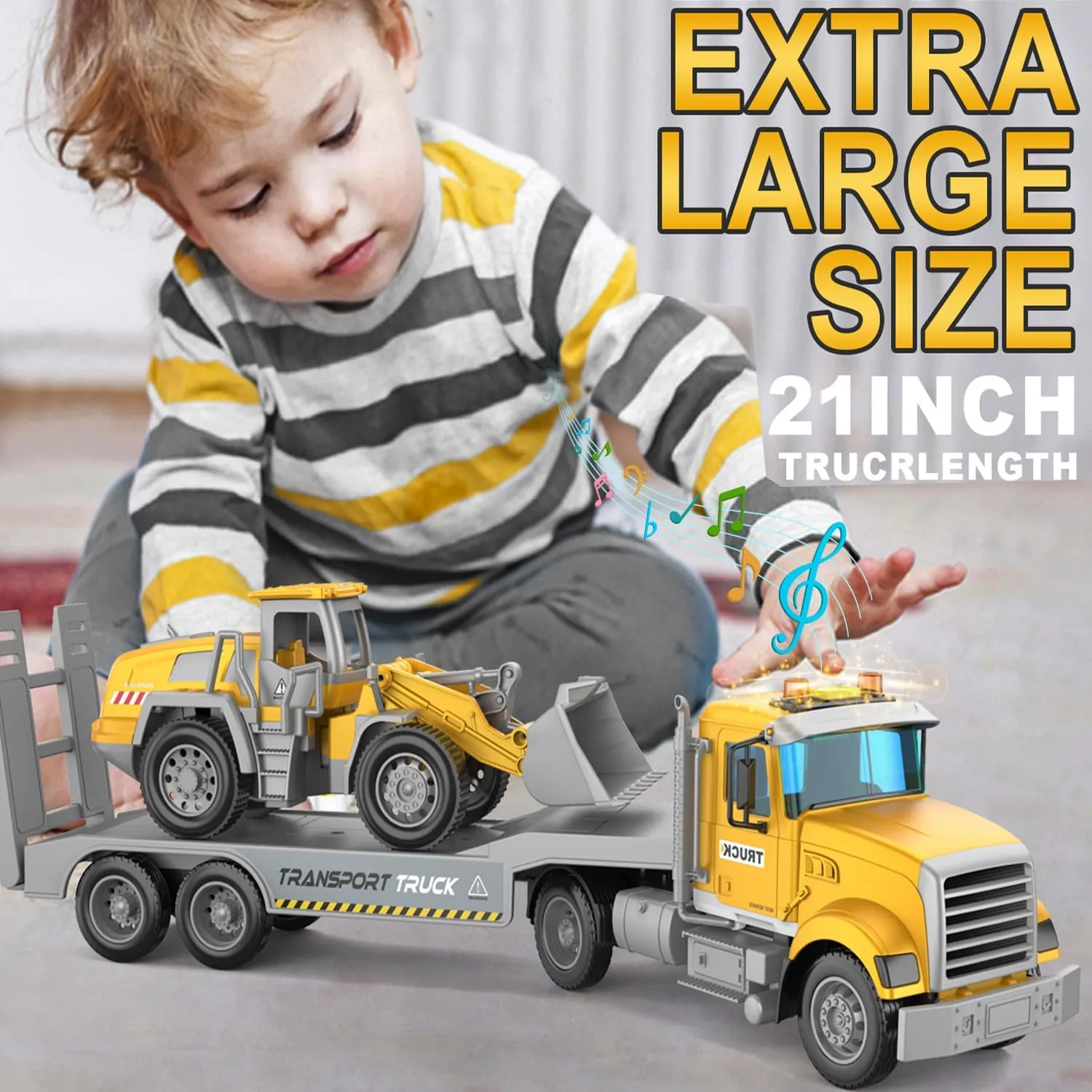 Carrier Vehicle Truck Toys for Kids, Includes Carrier Car and Bulldozer Truck, Cars Toy Birthday Gift for 3  Years Old Boys and Girls