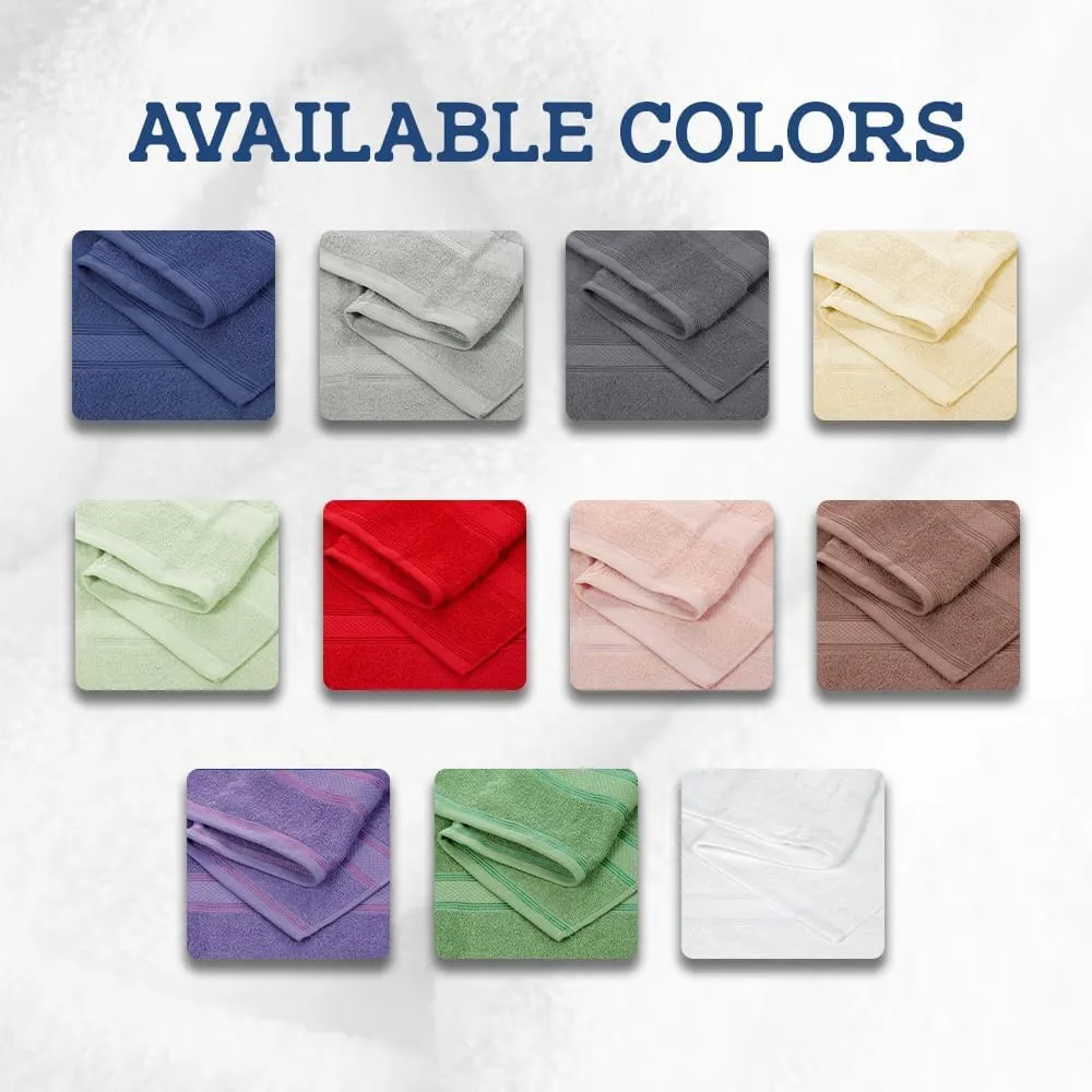 Casa Lino Bath Towel Set of 8 (2 Bath Towels, 4 Wash Cloths & 2 Hand Towels for Bathroom) - 100% Cotton - Highly Absorbent & Quick Dry - Guest Room Essentials for Bathroom Set - (Light Sage Green)