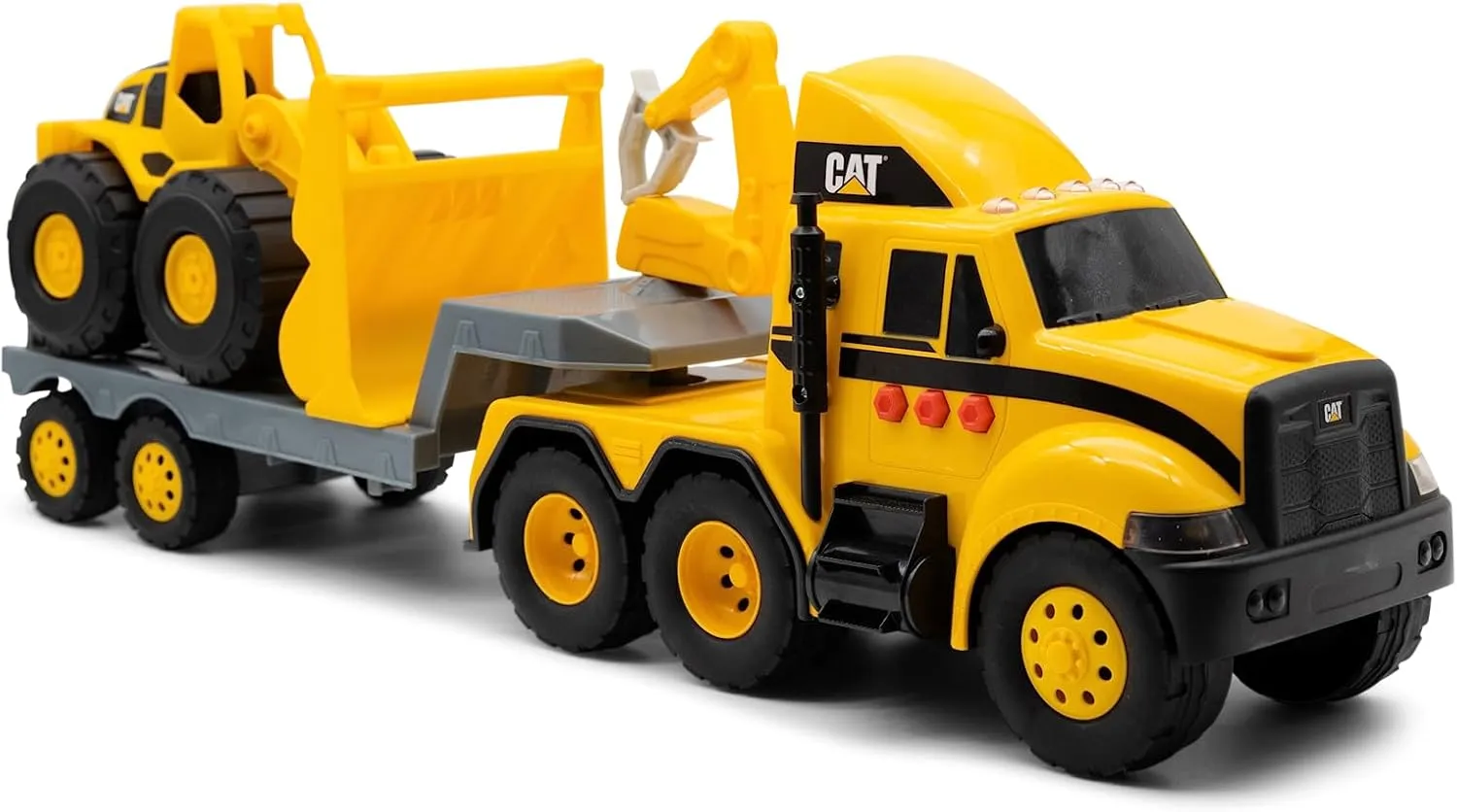 CAT Construction Toys, Heavy Mover, Semi Truck and Trailer with Construction Fleet Front Loader, Lights and Sounds, Ages 3 and up