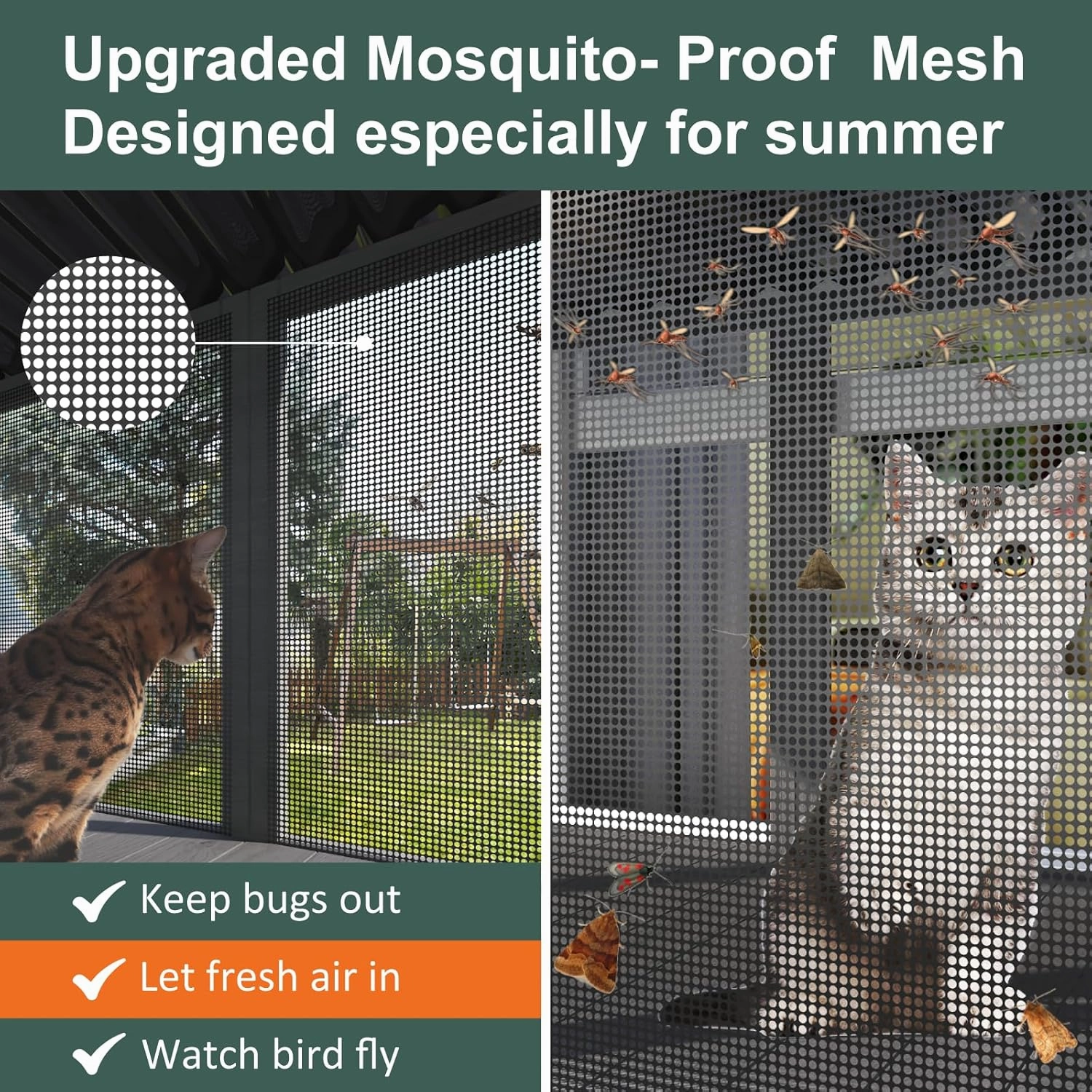 Cat Catio with Mosquito-Proof Net, Cat Window Perch for Large Indoor Cats - for Sunbathing, Napping & Overlooking, Waterproof Window Box Enclosure for Safely Enjoying Outdoor Sights For Summer