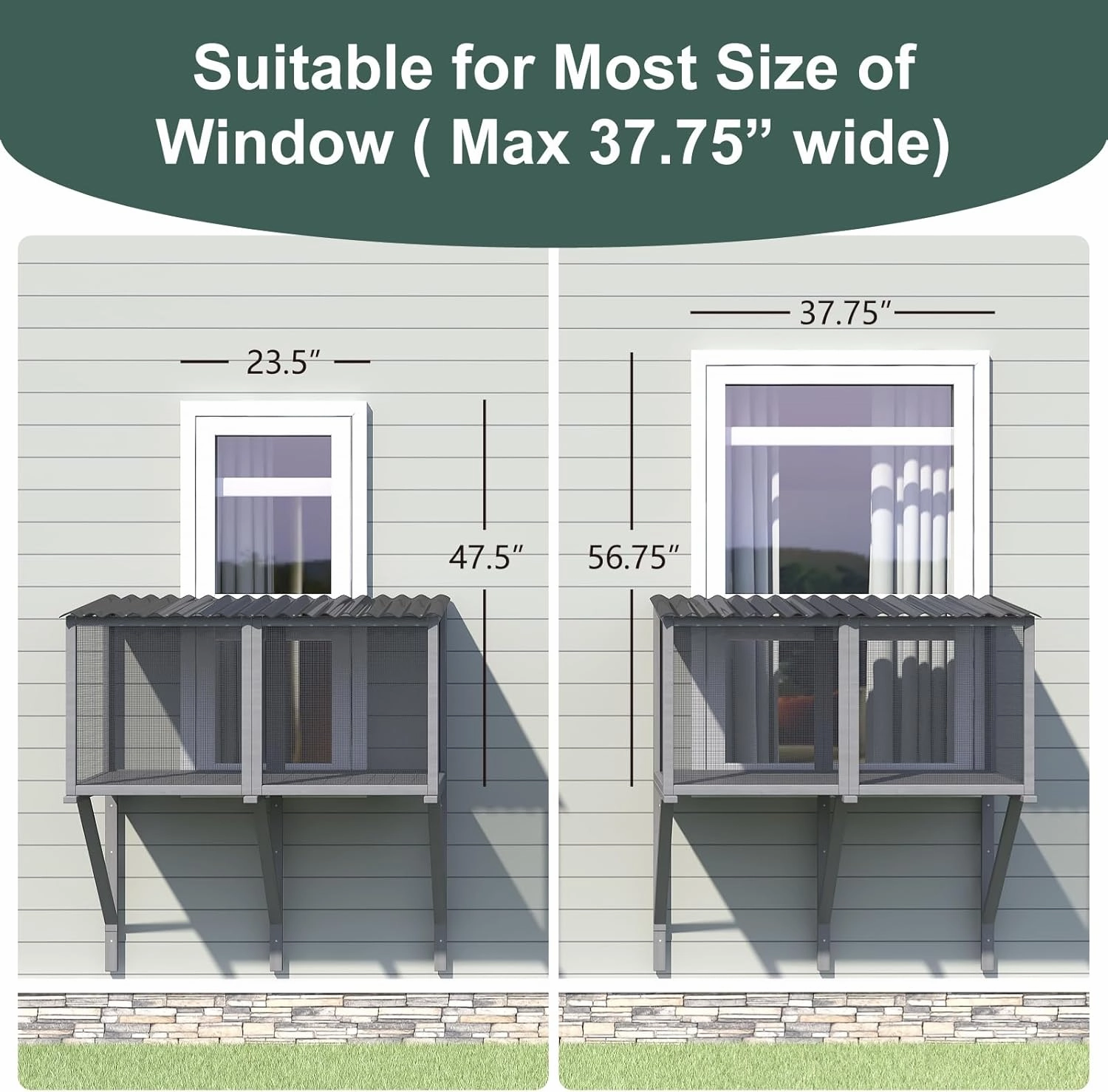 Cat Catio with Mosquito-Proof Net, Cat Window Perch for Large Indoor Cats - for Sunbathing, Napping & Overlooking, Waterproof Window Box Enclosure for Safely Enjoying Outdoor Sights For Summer