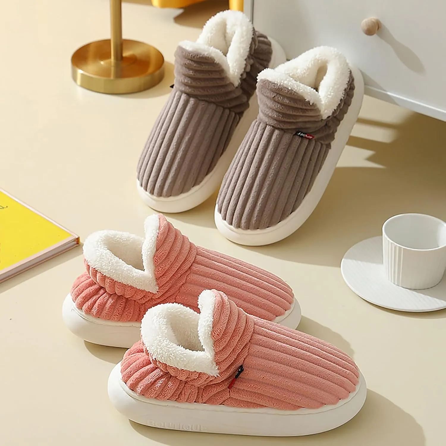 CEAeis Warm Fuzzy House Slippers, Sunshine Cloud Slippers, Comfortable Warm Plush Lining Slippers,for Men And Women
