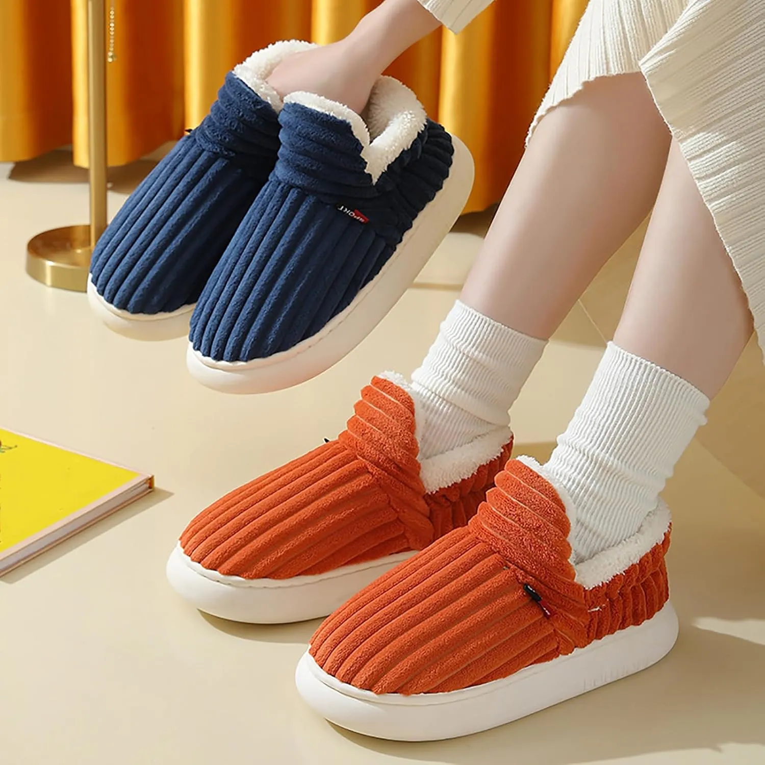 CEAeis Warm Fuzzy House Slippers, Sunshine Cloud Slippers, Comfortable Warm Plush Lining Slippers,for Men And Women
