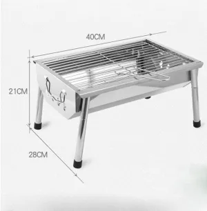 Charcoal Grill Barbecue Portable BBQ Stainless Steel Folding BBQ Grill Camping Grill Tabletop Grill for Portable Camping Cooking Small Grill