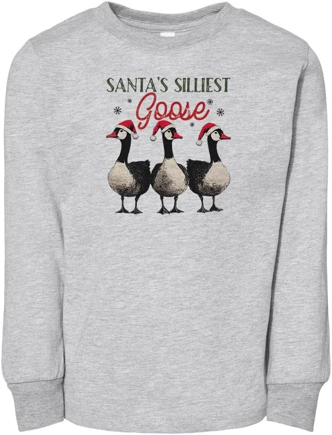 Christmas Silly Goose Toddler Kids Long Sleeve T-Shirt
