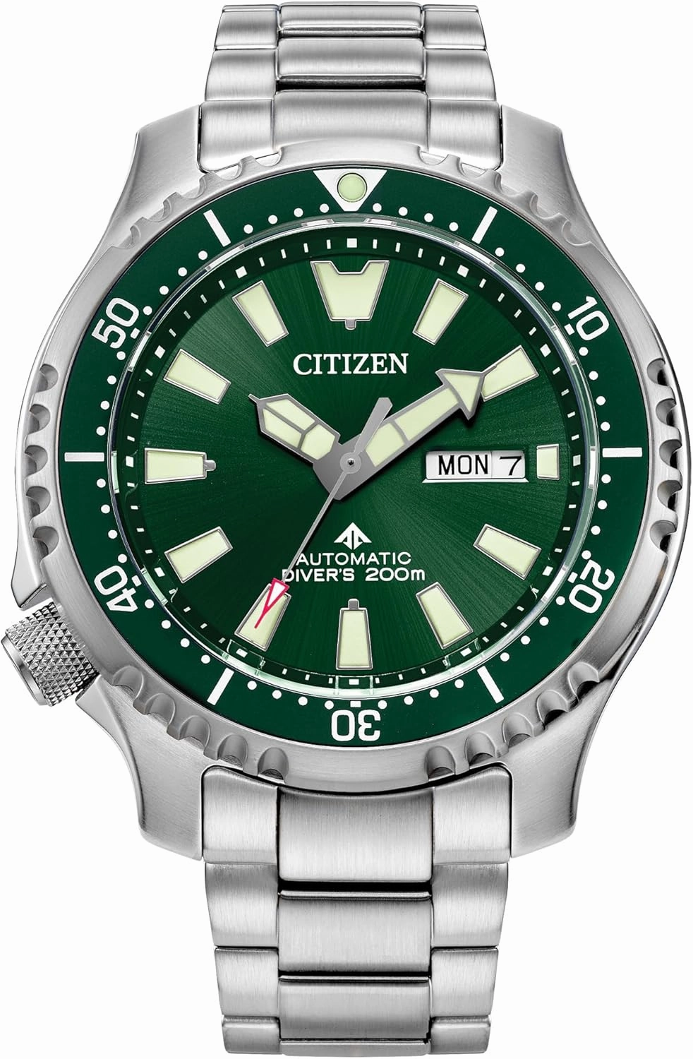 Citizen Men's Eco-Drive Promaster Dive Fugu Automatic Stainless Steel Watch, Luminous, ISO Compliant, Silver/Green Dial