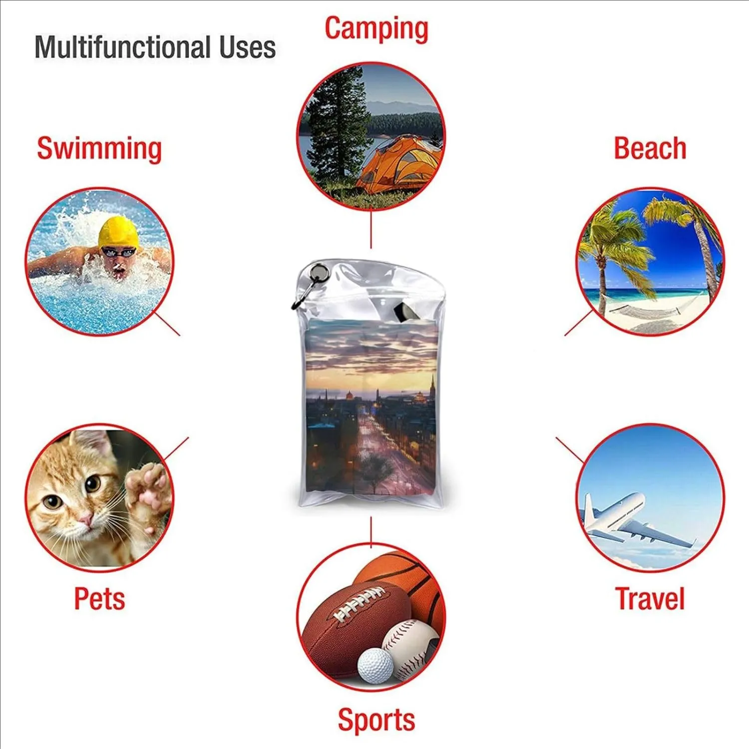Cityscape Dusk Premium Compact Microfiber Travel Towel-Featherlight & Quick Dry,Sand-Resistant Beach Towel for Swimming,Camping,Vacation Essentials with Carry Pouch