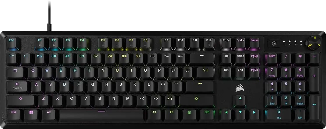 CORSAIR K70 CORE RGB Mechanical Gaming Keyboard - Pre-lubricated Corsair MLX Red Linear Keyswitches - Sound Dampening - Media Control Dial - iCUE Compatible - QWERTY NA Layout - Black