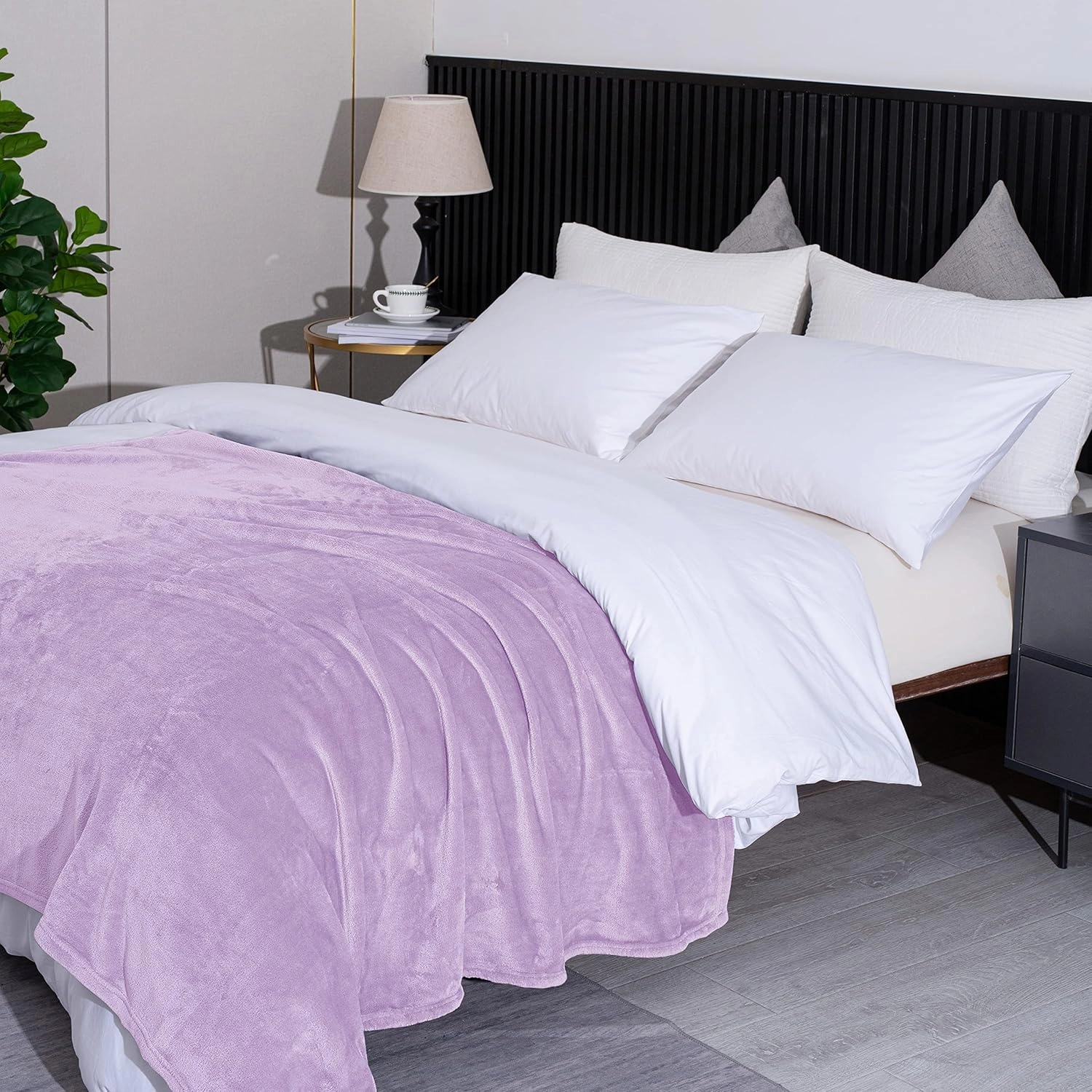 Coseybed Lavender Flannel Fleece Blanket Throw Size - Purple Blanket Throw for Teen Girls Women College Dorm Couch Sofa Bed 50x60 inches