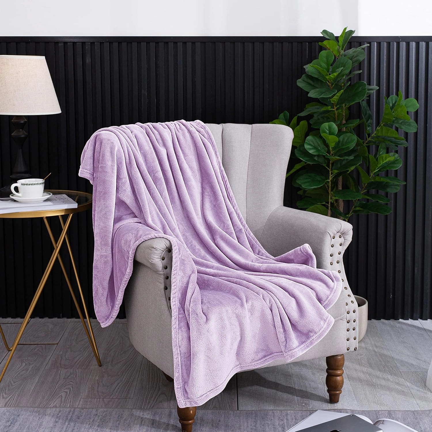 Coseybed Lavender Flannel Fleece Blanket Throw Size - Purple Blanket Throw for Teen Girls Women College Dorm Couch Sofa Bed 50x60 inches