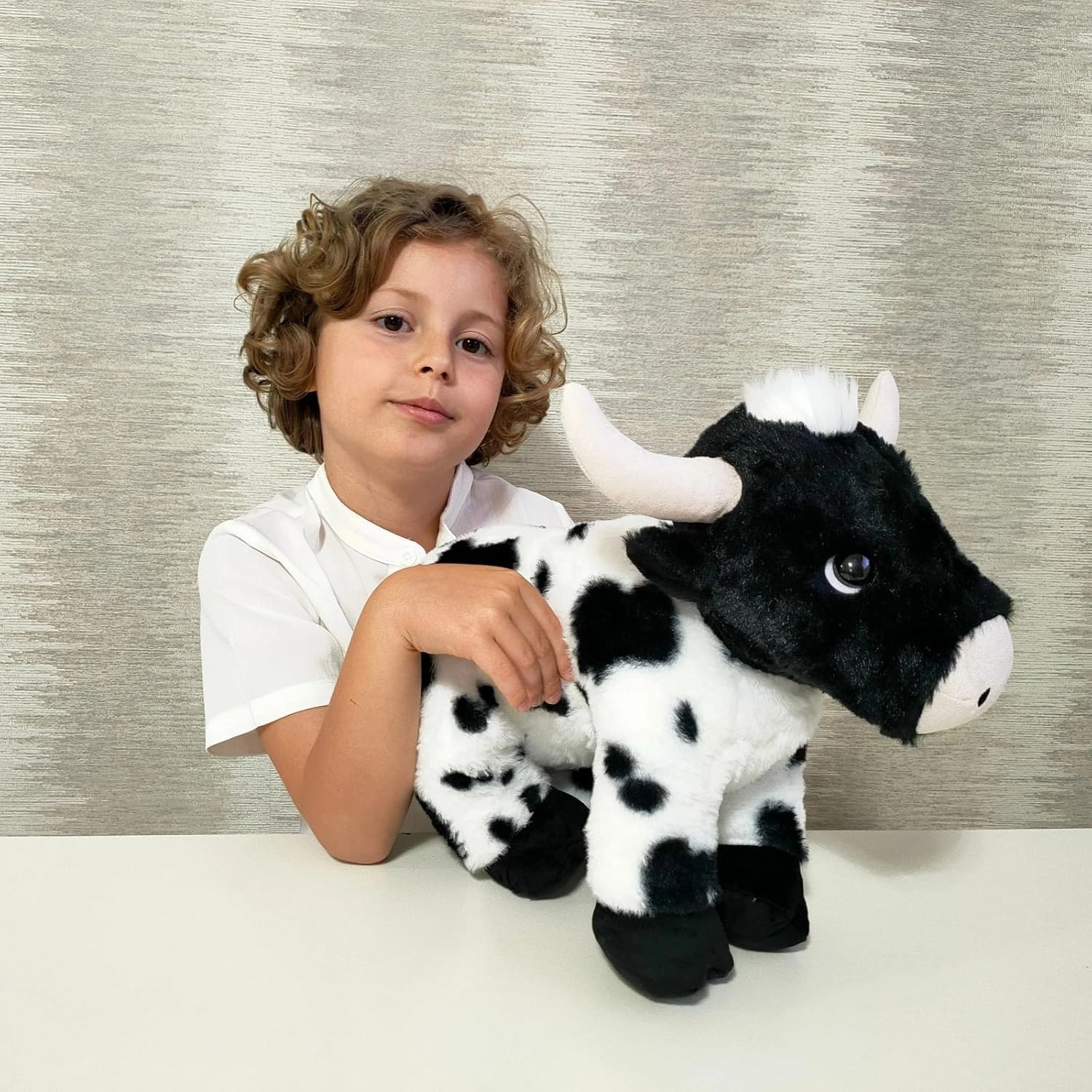 Cow Stuffed Animal 16'', Cuddly Cow Toys Plush for Girls Boy Kids, Cute Farm Animal Pluhies Gift for Christmas Birthday Baby Shower