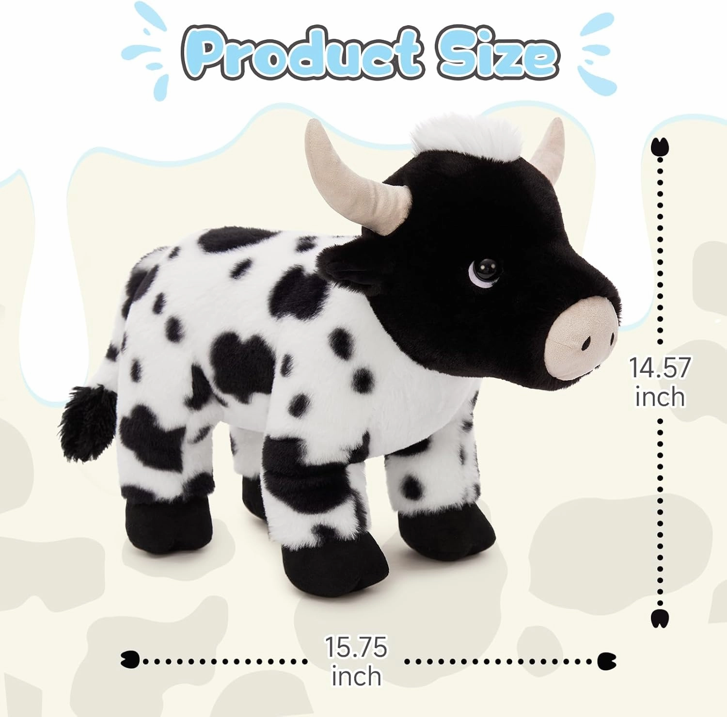 Cow Stuffed Animal 16'', Cuddly Cow Toys Plush for Girls Boy Kids, Cute Farm Animal Pluhies Gift for Christmas Birthday Baby Shower
