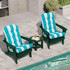 Crestlive Products Adirondack Chair Cushion Outdoor Rocking Chair Cushions Waterproof Fade Resistant 50x20x4 Inch High Back Patio Chair Cushions Set of 2 Thick Patio Replacement Cushion Blue Stripe
