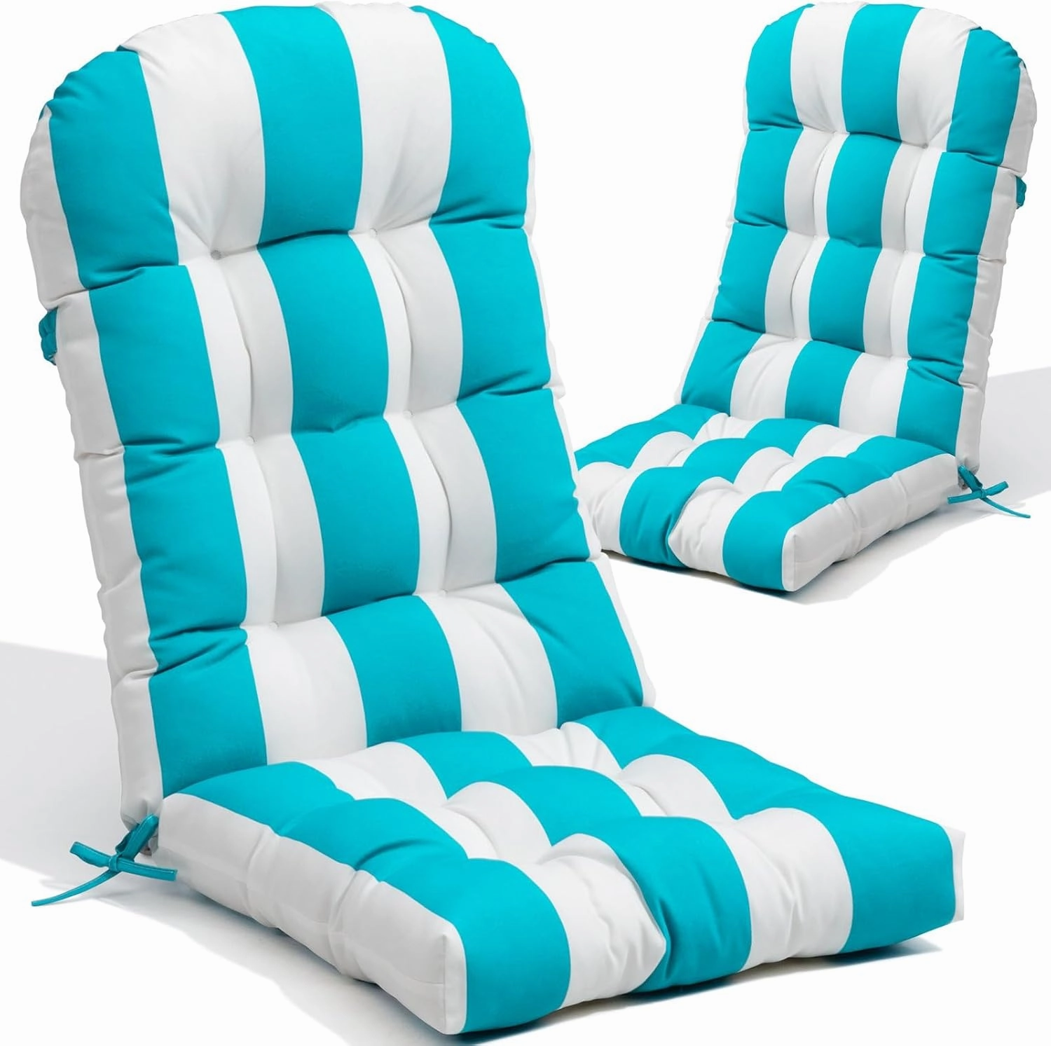 Crestlive Products Adirondack Chair Cushion Outdoor Rocking Chair Cushions Waterproof Fade Resistant 50x20x4 Inch High Back Patio Chair Cushions Set of 2 Thick Patio Replacement Cushion Blue Stripe