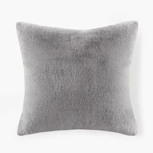 Croscill Décor Pillow, Luxurious Long Faux Fur Plush Removable Cover with Brand Insignia Zipper, All Season & Skin Friendly Poly Filling Décor Pillow Insert, Sable, Square, 20x20, Grey
