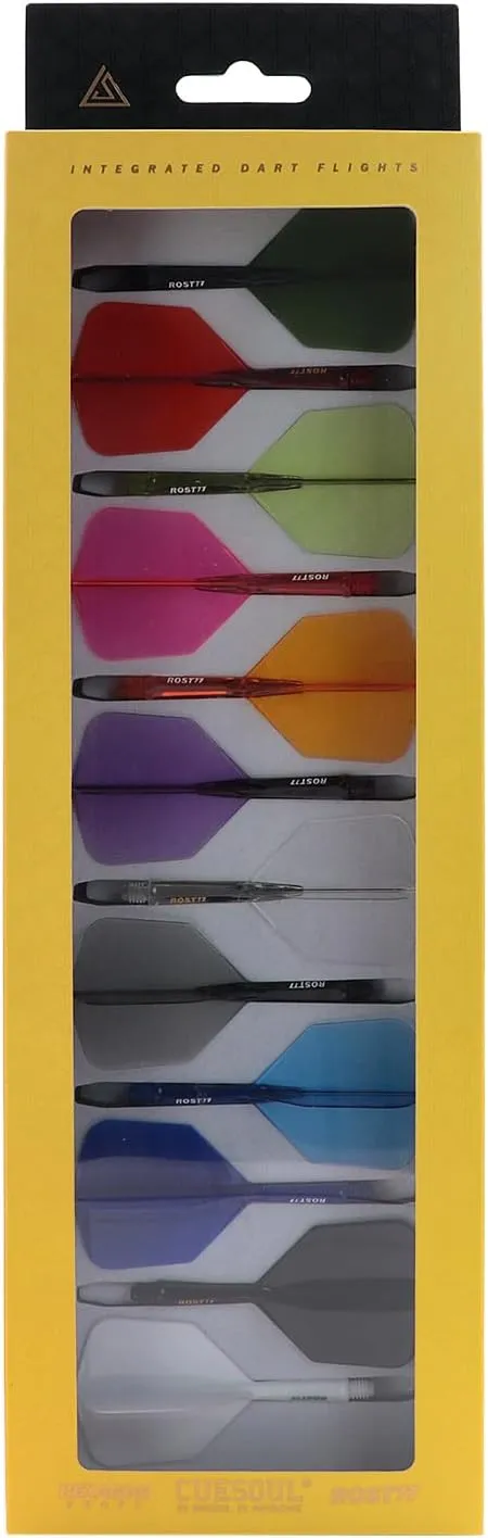 CUESOUL ROST 77 Integrated Dart Shaft and Flight Big Wing/Standard Shape Colour Collection Pack of 12 pcs