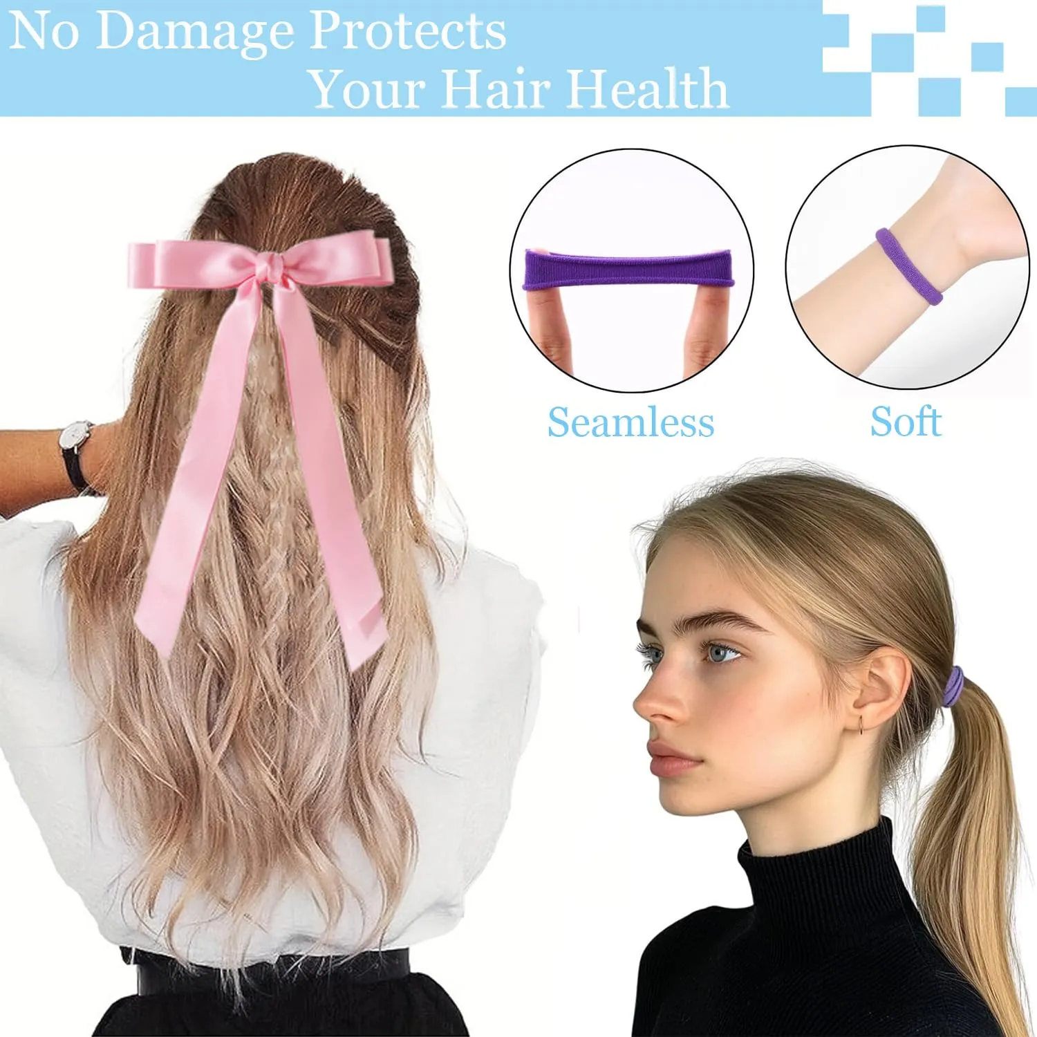 Curly Hair Brush,Curl Defining Brush,Slick Back Hair Brush,Rat Tail Comb,Edge Bristle Brush,Clip Claw,Bow,Satin Scrunchies,No Damage Hair Ties,Scarf Hair Ties,Gifts For Women,Best Gift Set(Ivory)