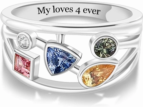 Custom Mom's Ring with 1-8 Simulated Birthstones Personalized Mothers Ring Birthstone Ring for Women Custom Family Name Ring for Mom Wife Grandmother
