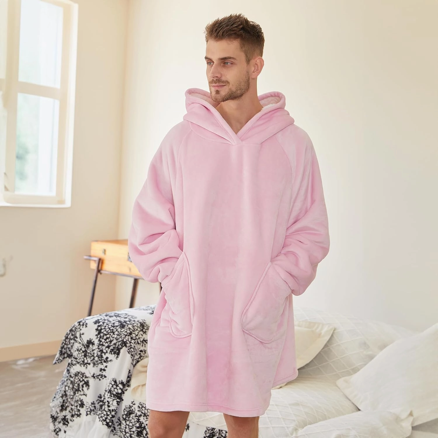 DaysU Wearable Blanket Hoodie Adult, Oversized Sherpa Sweatshirt for Women and Men, Two Pockets Hoodie Blanket