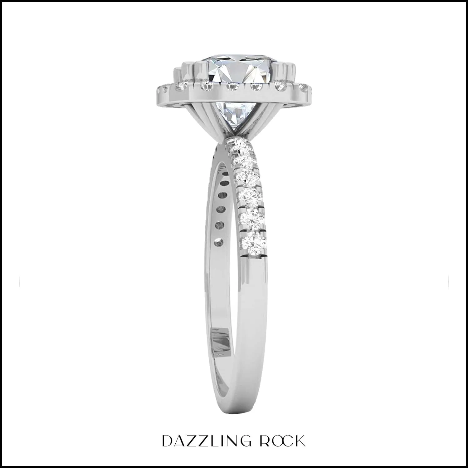 Dazzlingrock Collection 7.5mm Cushion Lab Created Gemstone & Round White Diamond Halo Engagement Ring for Women in 18K White Gold