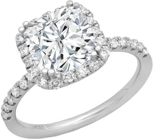 Dazzlingrock Collection 7.5mm Cushion Lab Created Gemstone & Round White Diamond Halo Engagement Ring for Women in 18K White Gold