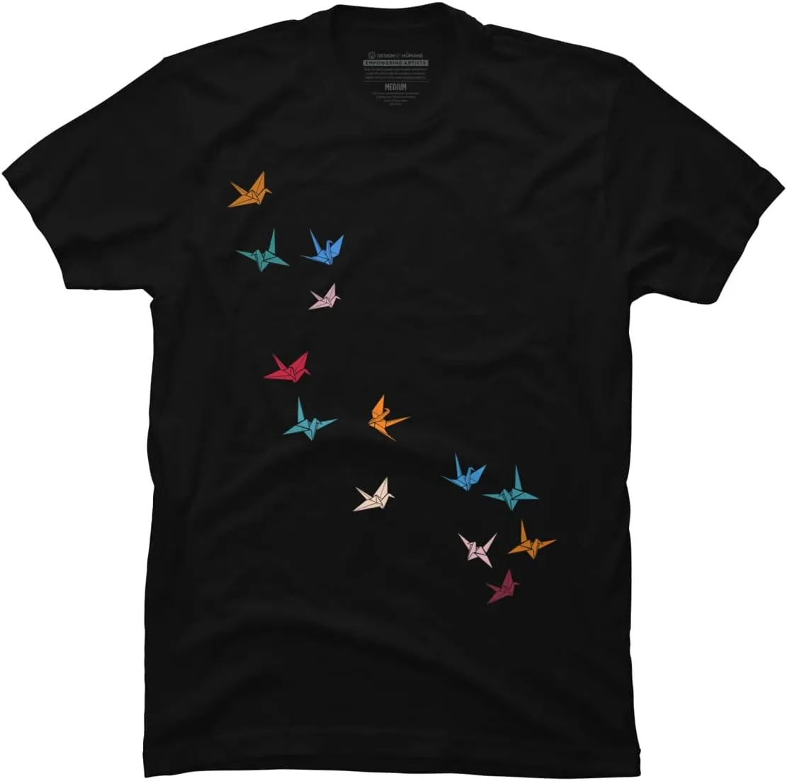 Design By Humans Men's Flying Paper Cranes Birds by Magnussons T-Shirt - -