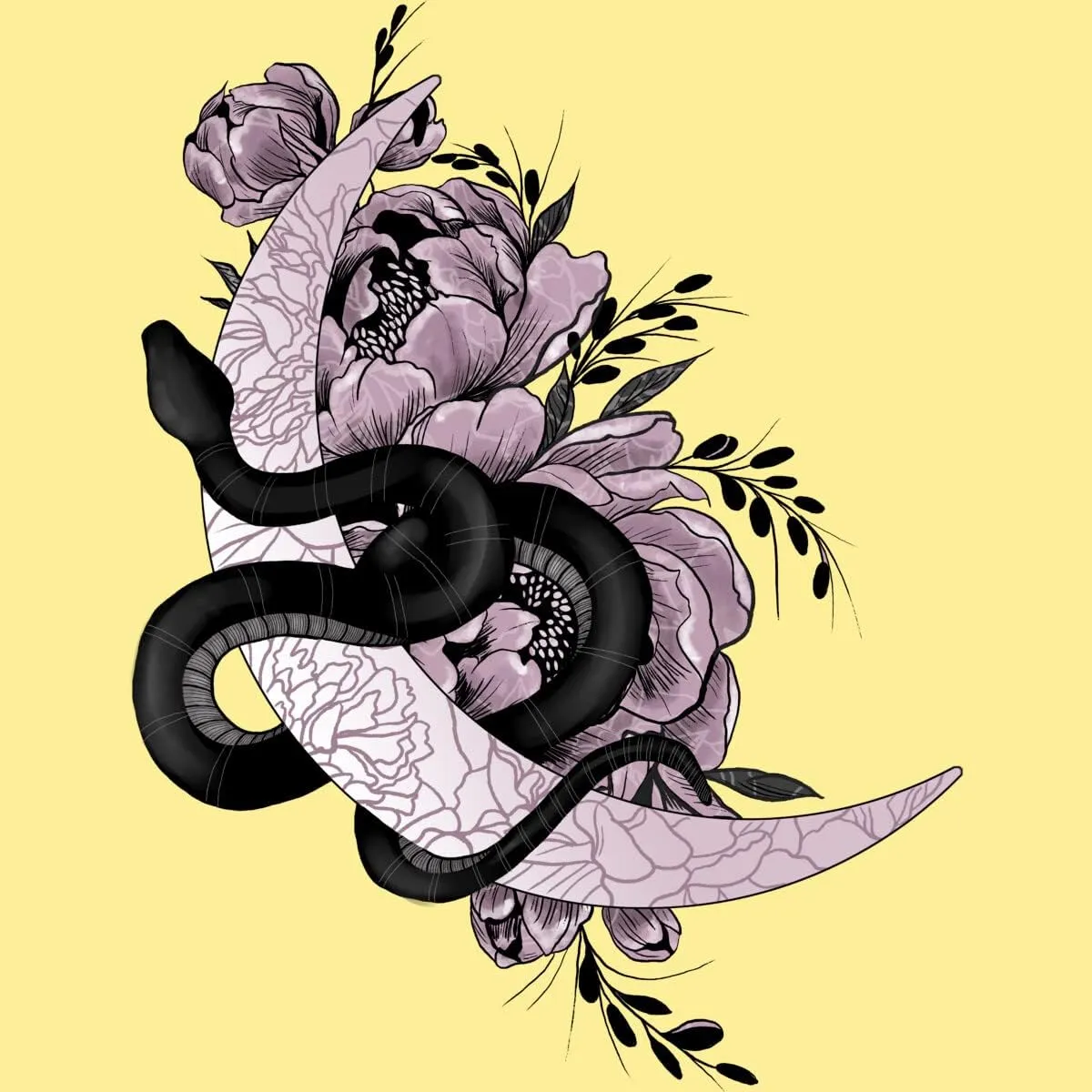 Design By Humans Men's Snake and Moon by jess1586 T-Shirt - -