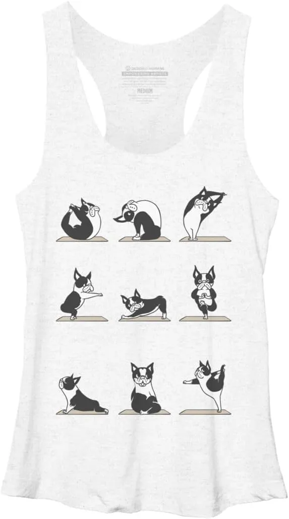 Design By Humans Women's Boston Terriers Yoga by huebucket Racerback Tank Top - -