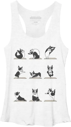 Design By Humans Women's Boston Terriers Yoga by huebucket Racerback Tank Top - -