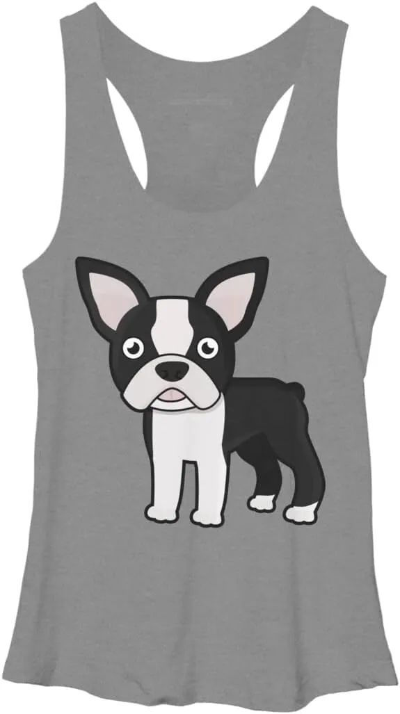 Design By Humans Women's Cute Boston Terrier by GuyP Racerback Tank Top - -