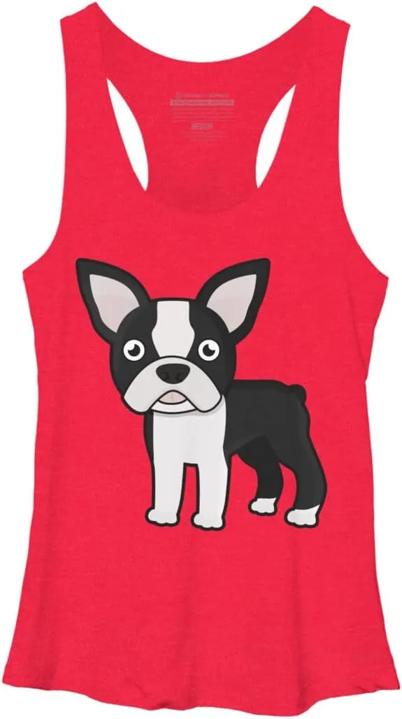 Design By Humans Women's Cute Boston Terrier by GuyP Racerback Tank Top - -