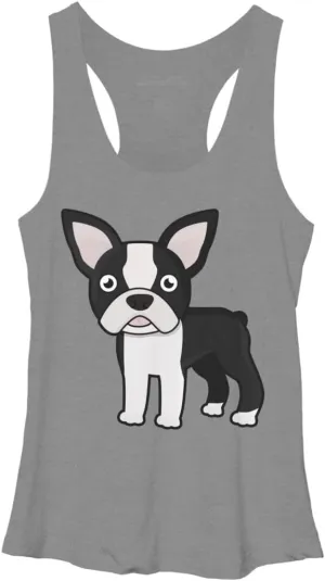 Design By Humans Women's Cute Boston Terrier by GuyP Racerback Tank Top - -
