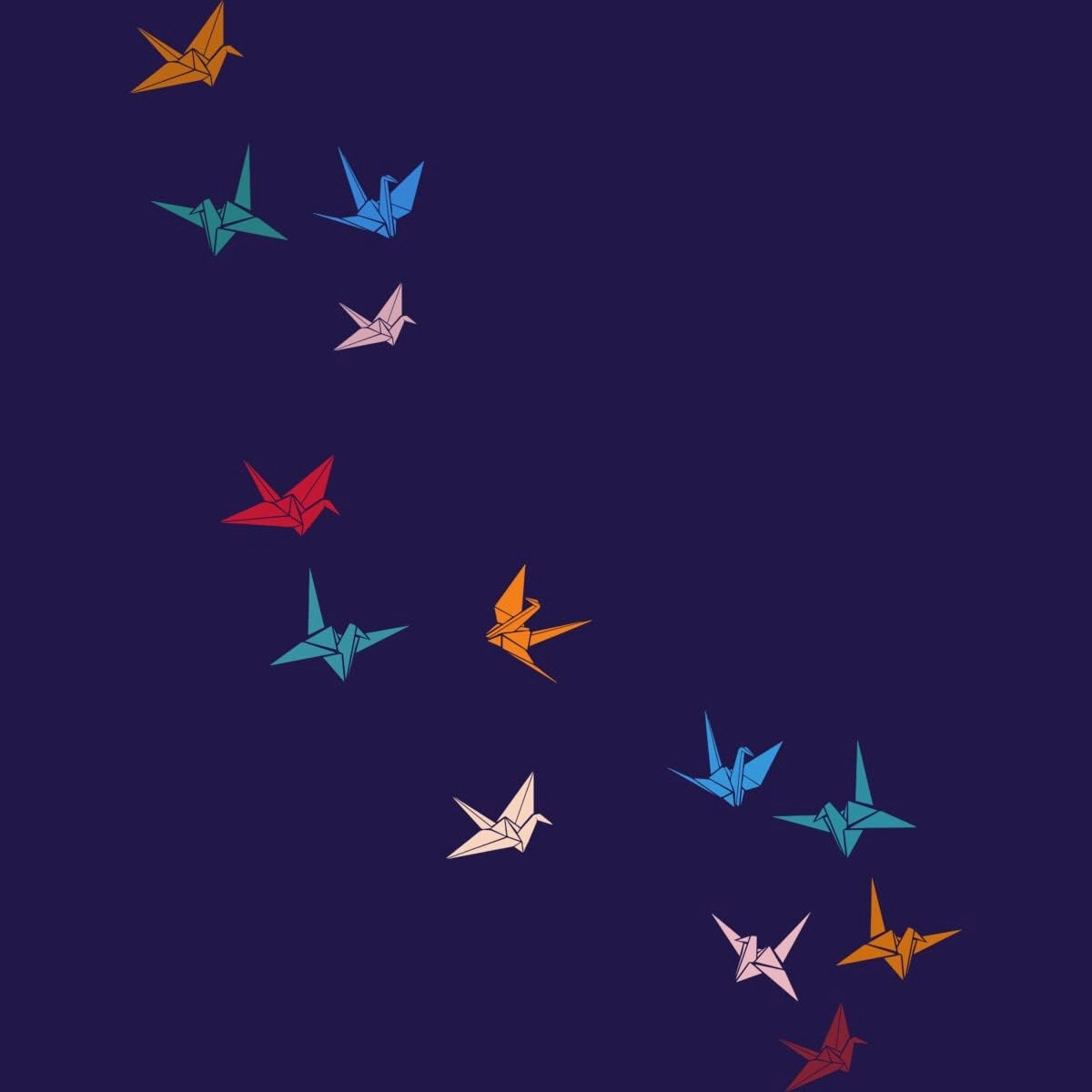 Design By Humans Junior's Flying Paper Cranes Birds by Magnussons T-Shirt - -