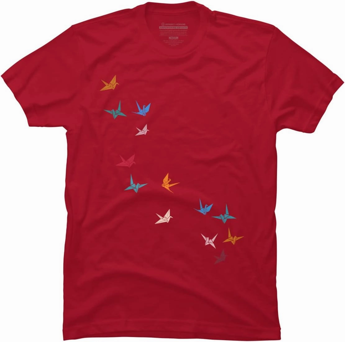 Design By Humans Men's Flying Paper Cranes Birds by Magnussons T-Shirt - -